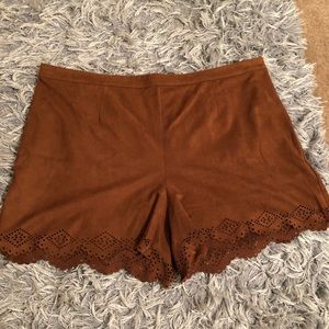 Brown suede cutout shorts!